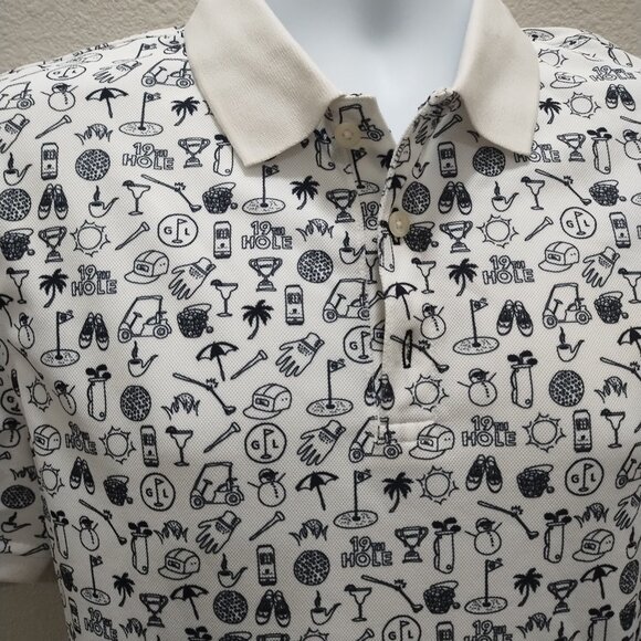 AG Adriano Goldschmied Bryce S/S Polo Bold Golf Print Medium white black - Picture 3 of 7
